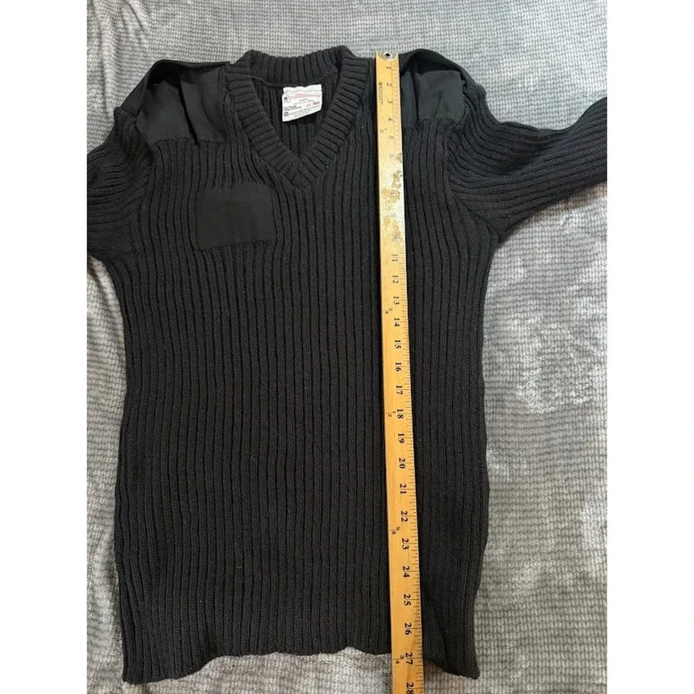 Brigade Quartermasters Woolly Pully Sweater Men 44 Black Wool Commando V-Neck UK